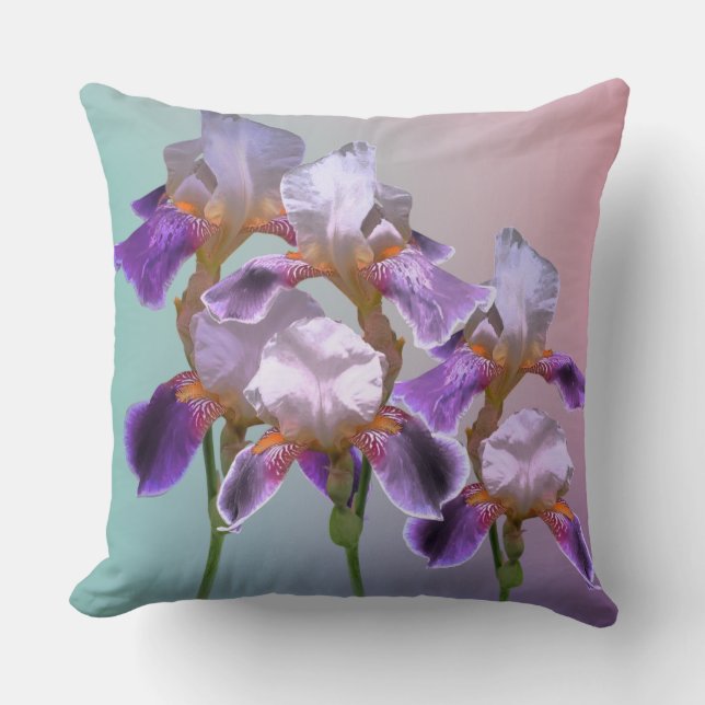 Minimalistisk livfull Iris-blomfoto-collage Kudde (Framsida)