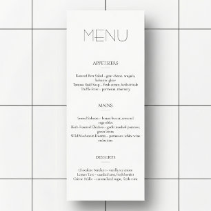 Minimalistisk Ljus Restaurang Eller Bröllopsmeny Program