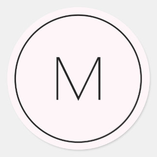 Minimalistisk Ljus rosa Chic, enkelt Monogram Runt Klistermärke