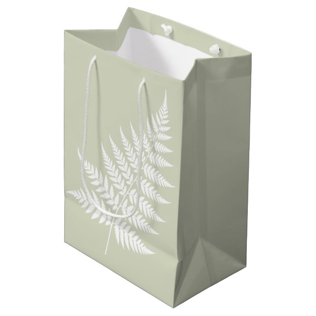 Minimalistisk Ljus Sälggrön Vit Ormbunksbröllop (Framsidan Vinklad)
