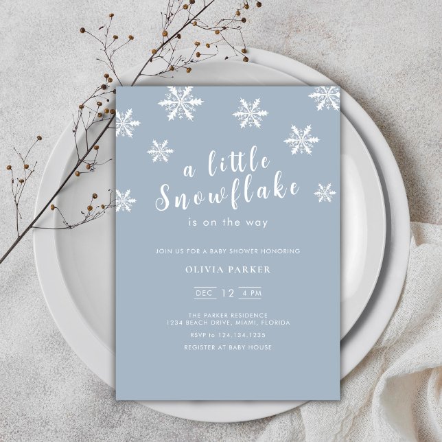 Minimalistisk ljusblå blåblå vinter-babystövel inbjudningar (Minimalist Light Blue Blue Winter Baby Shower Invitation)