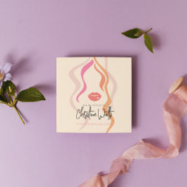 Minimalistisk ljuspersika-hairstylist Vågigt Hair  Fyrkantigt Visitkort