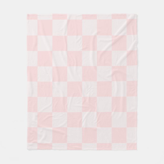 Minimalistisk Ljusrosa Neutral Rutig Fleecefilt (Framsidan)