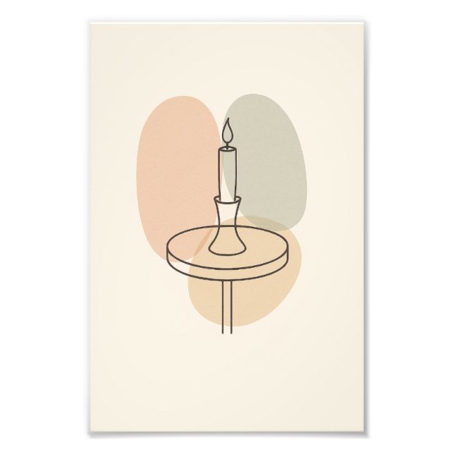 Minimalistisk ljusstake linjekonstaffisch fototryck (Framsidan)