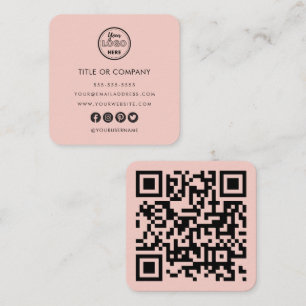 Minimalistisk Logotyp av Professionell Qr-kod  Ros Fyrkantigt Visitkort