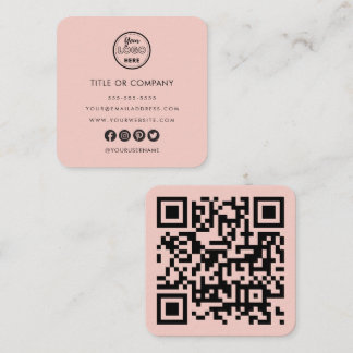 Minimalistisk Logotyp av Professionell Qr-kod Ros Fyrkantigt Visitkort