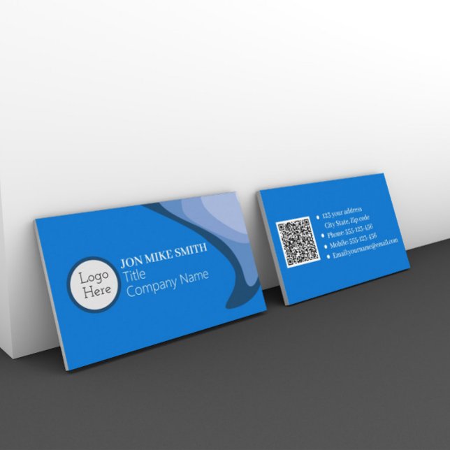 Minimalistisk Logotyp av Professionell, QR-kodblåt Visitkort (Skapare uppladdad)