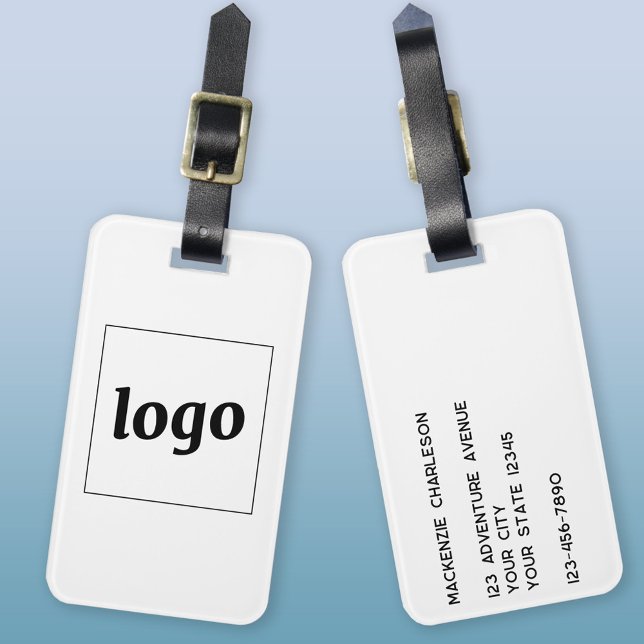 Minimalistisk logotyp bagagebricka (Logo with custom text business promotional luggage tag)