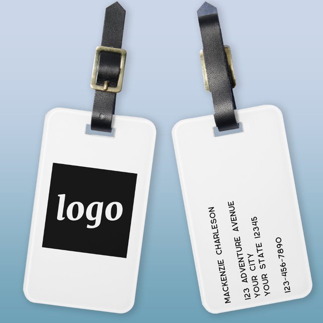Minimalistisk logotyp bagagebricka (Logo with custom text business promotional luggage tag)