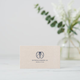 Minimalistisk Logotyp för blå rättvisa på Beige Li Visitkort