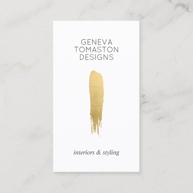 Minimalistisk Logotyp för Guld Brushstroke Designe Visitkort (Framsida)