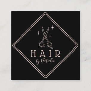 Minimalistisk Logotyp för Hair Stylist Hand Teckn Fyrkantigt Visitkort