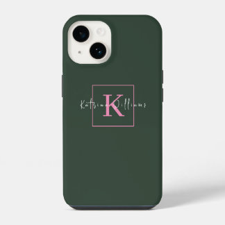 Minimalistisk Logotyp för Mörk grönt Rosa, Monogra