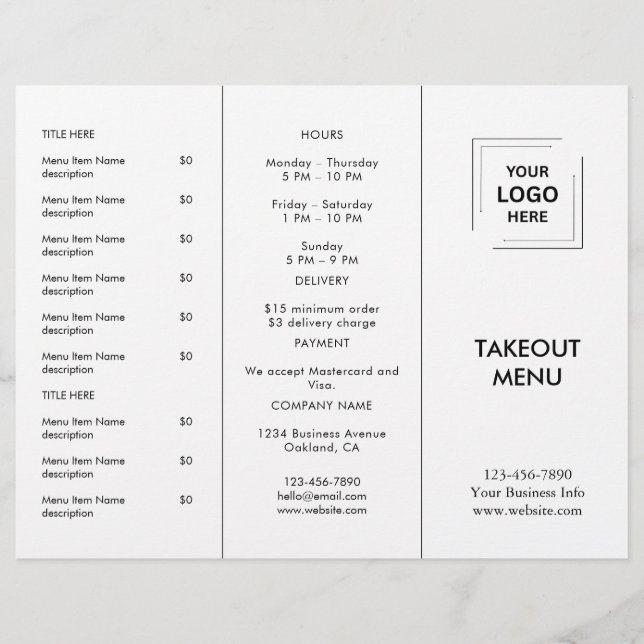 Minimalistisk logotyp för restaurang Catering Meny (Framsida)