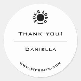 Minimalistisk Logotyp för svart och vit enkel Tack Runt Klistermärke