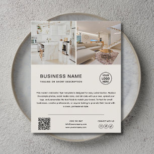 Minimalistisk logotyp foto neutral beige affärsfly flygblad