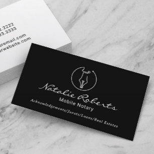 Minimalistisk Logotyp i Mobile Notary Service Svar Visitkort