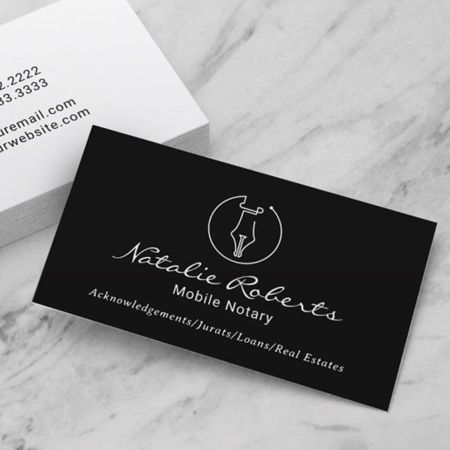 Minimalistisk Logotyp i Mobile Notary Service Svar Visitkort (Skapare uppladdad)