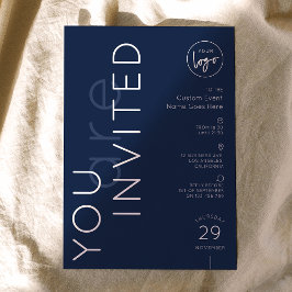 Minimalistisk logotyp Navy Galakvälls Middag Affär Inbjudningar