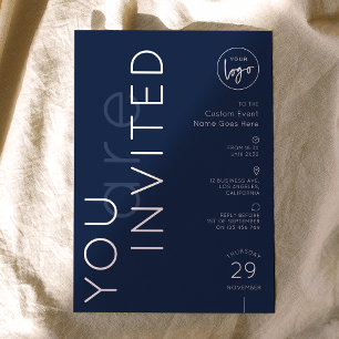 Minimalistisk logotyp Navy Galakvälls Middag Affär Inbjudningar
