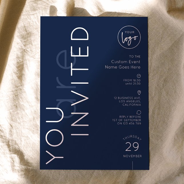 Minimalistisk logotyp Navy Galakvälls Middag Affär Inbjudningar (Skapare uppladdad)