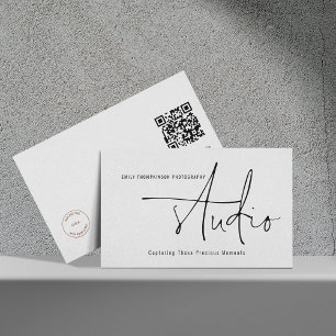 Minimalistisk Logotyp QR-kodsfotografi Studio Visitkort