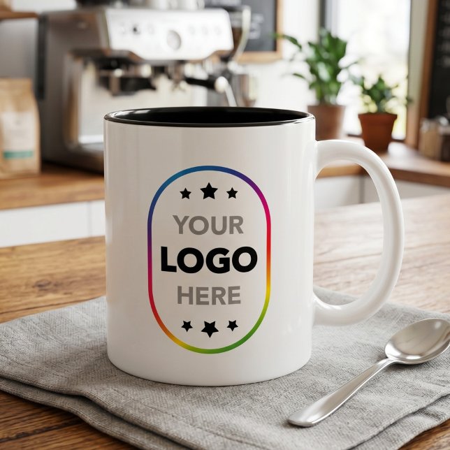 Minimalistisk Logotyp Reklammörgel - Din Logotyp H Två-Tonad Mugg (Skapare uppladdad)