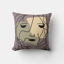 Minimalistisk Lonely Muted Ansikte Kudde