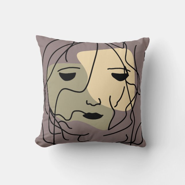 Minimalistisk Lonely Muted Ansikte Kudde (Framsida)