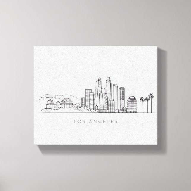 Minimalistisk Los Angeles Skyline Illustration Canvastryck (Framsida)