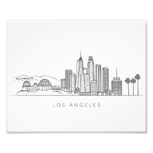 Minimalistisk Los Angeles Skyline Illustration Fototryck