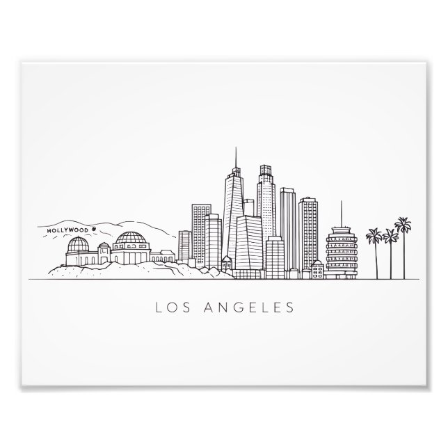 Minimalistisk Los Angeles Skyline Illustration Fototryck (Framsidan)