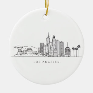 Minimalistisk Los Angeles Skyline Illustration Julgransprydnad Keramik