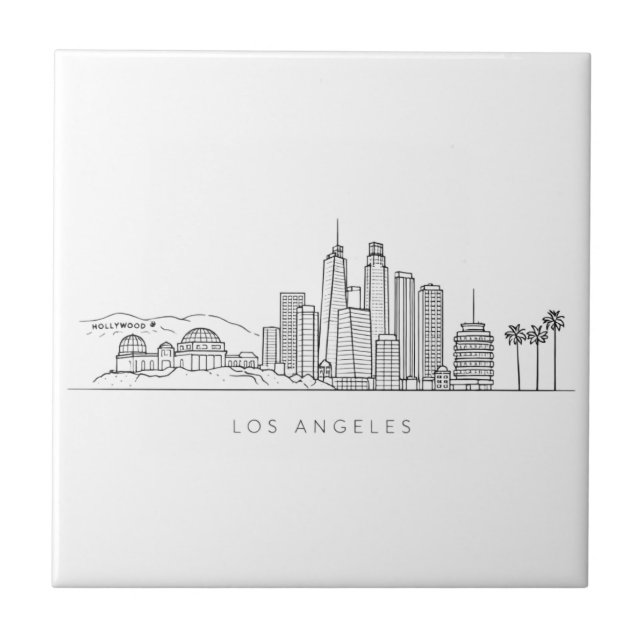 Minimalistisk Los Angeles Skyline Illustration Kakelplatta (Framsidan)