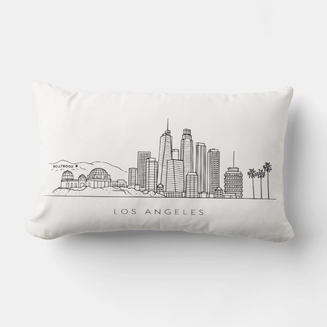 Minimalistisk Los Angeles Skyline Illustration Lumbarkudde (Framsida)
