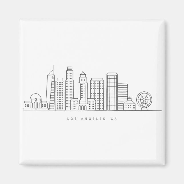 Minimalistisk Los Angeles Skyline Illustration Magnet (Framsidan)