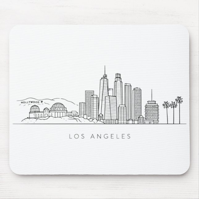 Minimalistisk Los Angeles Skyline Illustration Musmatta (Framsidan)