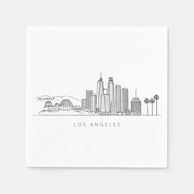 Minimalistisk Los Angeles Skyline Illustration Pappersservett (Framsidan)