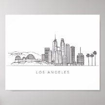 Minimalistisk Los Angeles Skyline Illustration