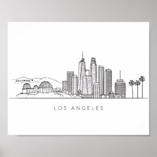 Minimalistisk Los Angeles Skyline Illustration Poster