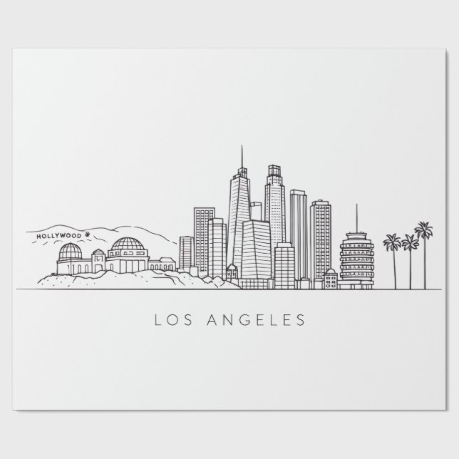 Minimalistisk Los Angeles Skyline Illustration Presentpapper (Platt)