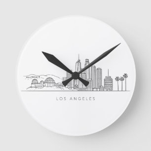 Minimalistisk Los Angeles Skyline Illustration Rund Klocka