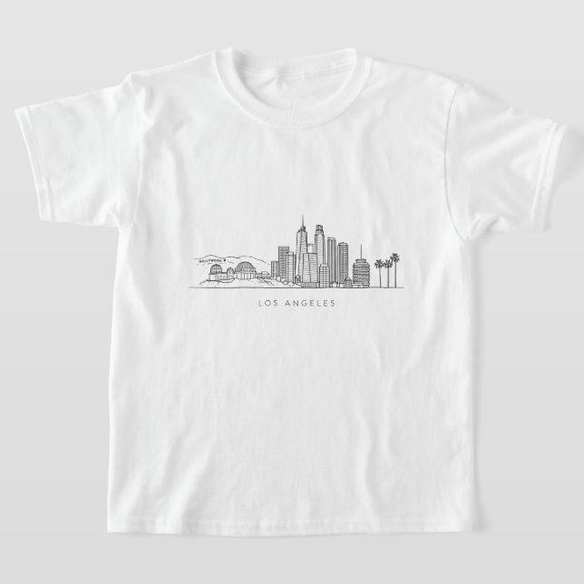Minimalistisk Los Angeles Skyline Illustration T Shirt (Laydown)