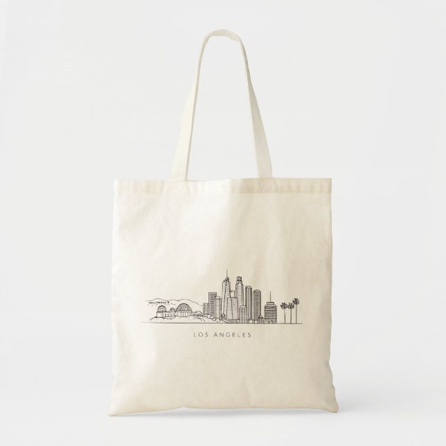 Minimalistisk Los Angeles Skyline Illustration Tygkasse (Framsidan)