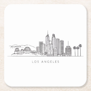 Minimalistisk Los Angeles Skyline Illustration Underlägg Papper Kvadrat