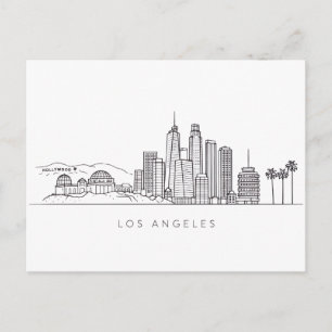 Minimalistisk Los Angeles Skyline Illustration Vykort