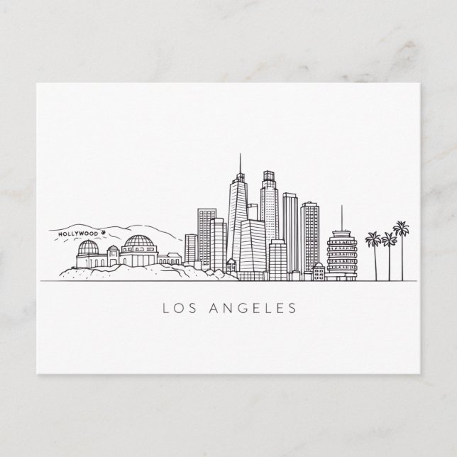 Minimalistisk Los Angeles Skyline Illustration Vykort (Framsida)