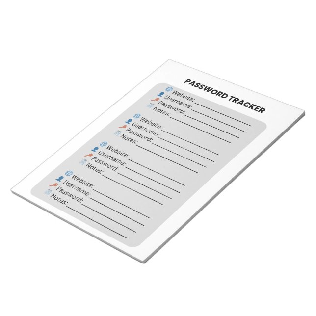 Minimalistisk lösenords tracker  anteckningsblock (Vinklad)