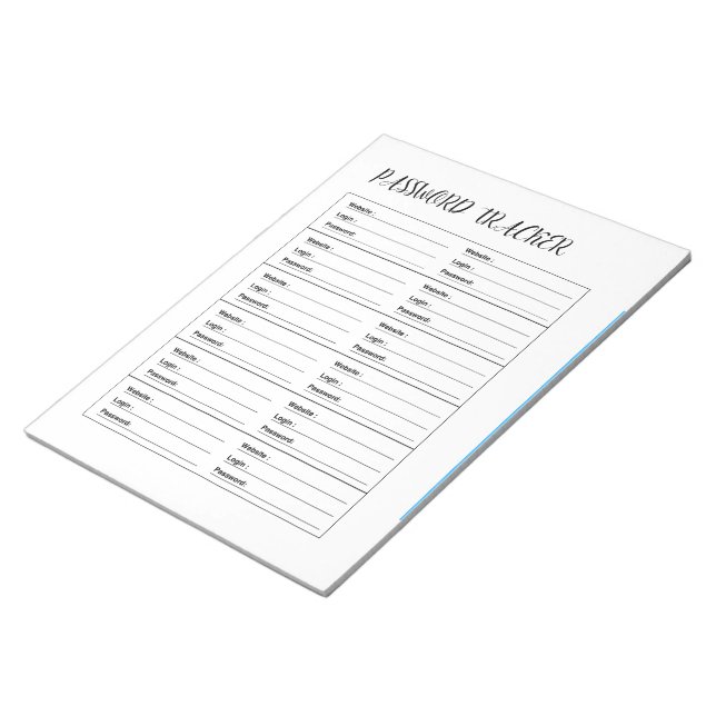 Minimalistisk lösenords tracker  anteckningsblock (Vinklad)