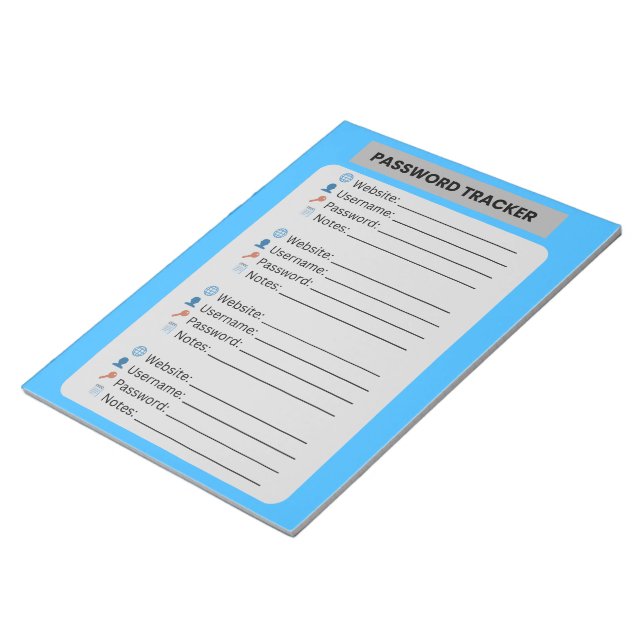 Minimalistisk lösenords tracker  anteckningsblock (Vinklad)